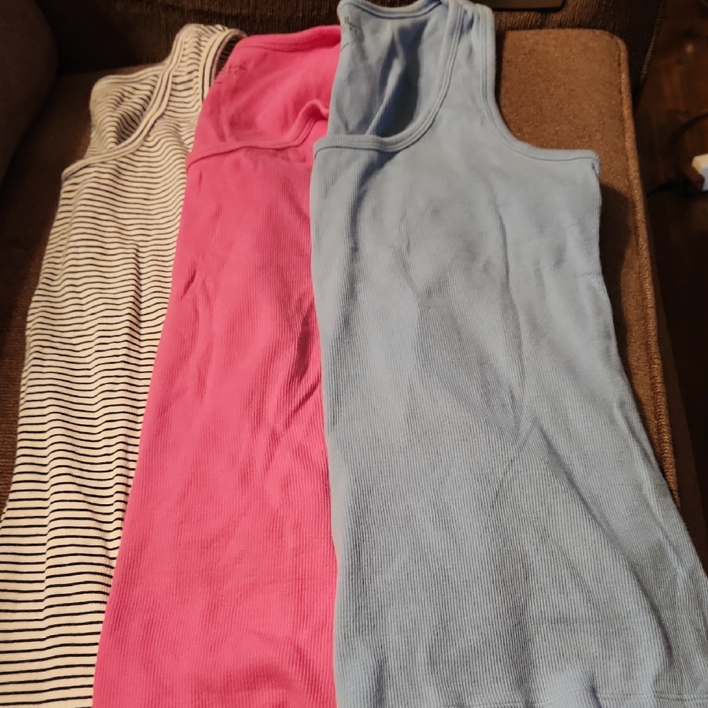 Nicole Miller Striped, Pink, and Blue Tank Tops